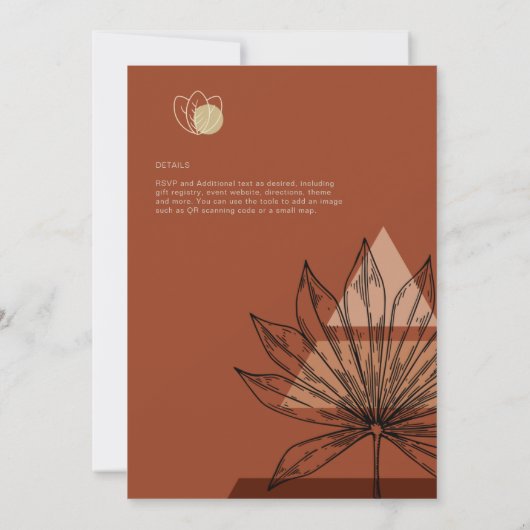 Japandi Abstrakte skandinavische Hochzeit Einladung (Rückseite)