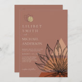 Japandi Abstrakte skandinavische Hochzeit Einladung (Vorne/Hinten)