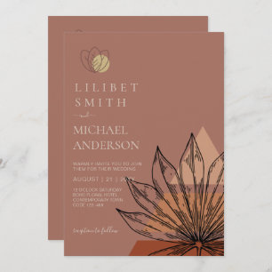 Japandi Abstrakte skandinavische Hochzeit Einladung