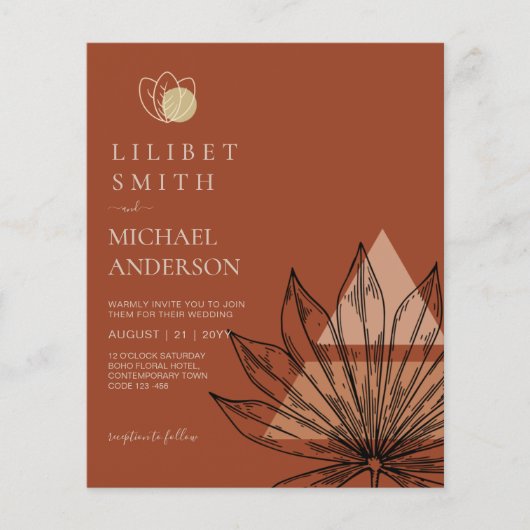 Japandi Abstrakte skandinavische Hochzeit Flyer (Vorne)