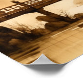 JAPANDI ART VINTAGE DORFSKENERIE WARM BROWN POSTER (Ecke)