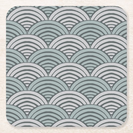 Japandi Bauernhof Grauwellen Handgezeichnete Schup Rechteckiger Pappuntersetzer (Vorderseite)