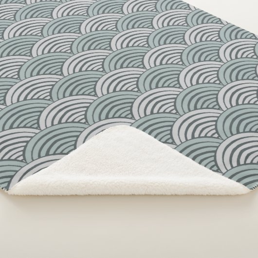 Japandi Bauernhof Gray Monochromatic Waves Scallop Sherpadecke (3/4)