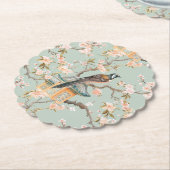 Japandi Bird Cherry Blossoms Paper Untersetzer (angewinkelt)