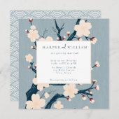 Japandi-Blume - Hochzeit in Blau und Rosa (Vorne/Hinten)