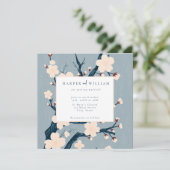 Japandi-Blume - Hochzeit in Blau und Rosa (Stehend Vorderseite)