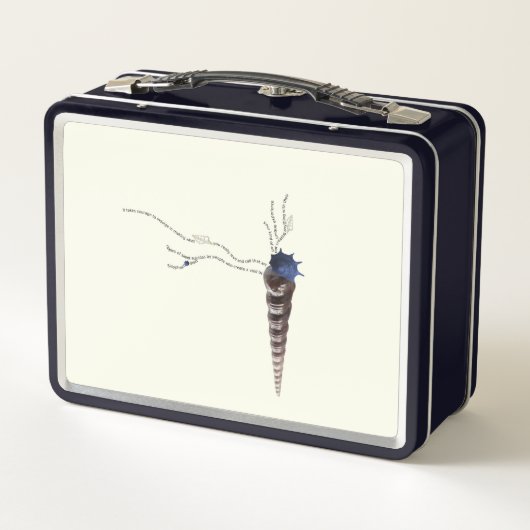 Japandi-Blumengedicht an der Küste zurück zur Schu Metall Brotdose (Rückseite)