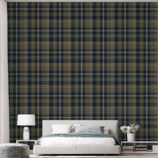 Japandi Farmhouse Plaid in Navy and Olive Tapete