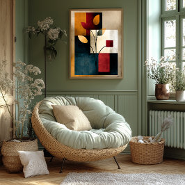 Japandi-Ikebana-Geometrie Abstracte Wandkunst mit Poster