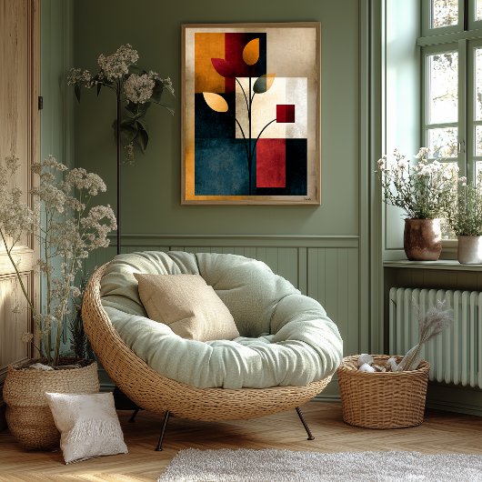 Japandi-Ikebana-Geometrie Abstracte Wandkunst mit  Poster
