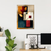 Japandi-Ikebana-Geometrie Abstracte Wandkunst mit  Poster (Heimbüro)