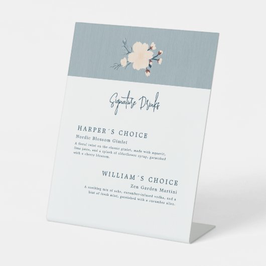 Japandi Kirsche Blume Unterschrift Drinks Hochzeit Sockelschild (Vorderseite)