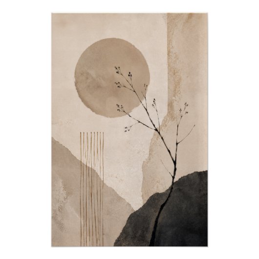 Japandi-Landschaftswandkunstposter Poster (Vorderseite)