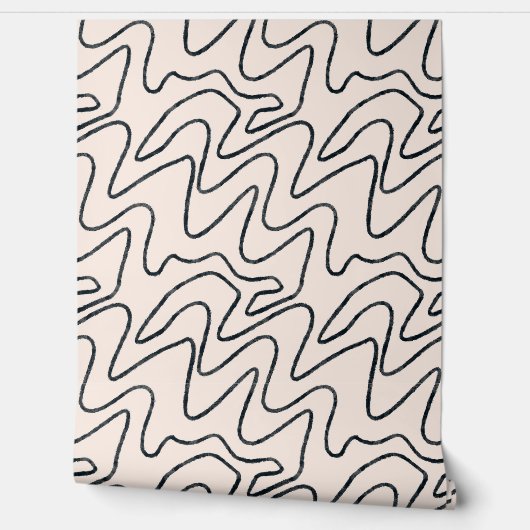 Japandi Minimalist Brush Stroke Pattern in Cream a Tapete (Abrollen)