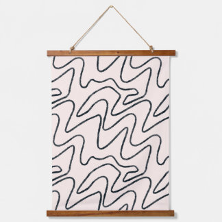 Japandi Minimalist Brush Stroke Pattern in Cream a Wandteppich Mit Holzrahmen