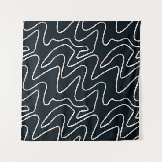 Japandi Minimalist Brush Stroke Pattern in Cream Wandteppich (Vorderseite)