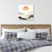 Japandi Misty Sunrise Soft Nature Layers Leinwanddruck (Insitu (Schlafzimmer))