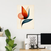 Japandi Paradiesvogel-Geometrie Poster (Heimbüro)