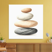 Japandi Pebble Balance in Neutral Tones Leinwanddruck (Insitu (Wohnzimmer))