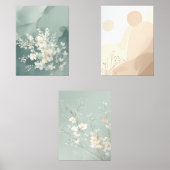 Japandi Sage Green Floral Art | Zen Wall Print Set (Vorderseite)