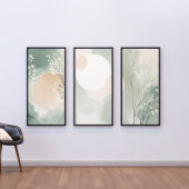 Japandi Sage Green Floral Wall Art Set | Drucken