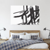 Japandi Schwarzweiß-abstrakte Wandkunst Leinwanddruck (Insitu (Schlafzimmer))