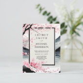 Japandi skandinavisches Hochzeitsthema pink Black Einladung (Stehend Vorderseite)