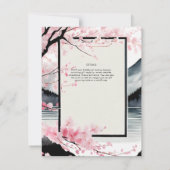 Japandi skandinavisches Hochzeitsthema pink Black Einladung (Rückseite)