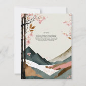 Japandi skandinavisches Hochzeitsthema pink Black Einladung (Rückseite)