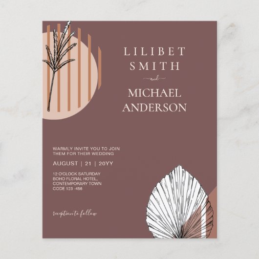 Japandi Wedding Scandinavian Abstrakt Geometric Flyer (Vorne)