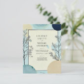 Japandi Wedding Theme Aqua Blues Einladung (Stehend Vorderseite)