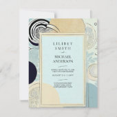 Japandi Wedding Theme Aqua Blues Einladung (Vorderseite)