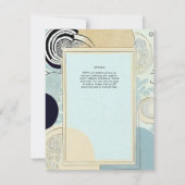 Japandi Wedding Theme Aqua Blues Einladung (Rückseite)