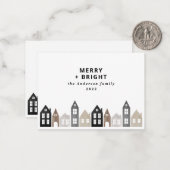 Japandi Weihnachten Nordische Häuser stilvoll Mitteilungskarte (Vorderseite/Rückseite Beispiel)