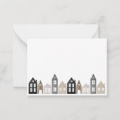 Japandi Weihnachten Nordische Häuser stilvoll Mitteilungskarte (Rückseite)