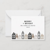 Japandi Weihnachten Nordische Häuser stilvoll Mitteilungskarte (Vorderseite)