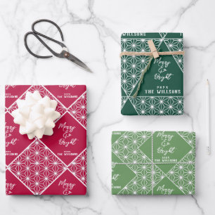 Japandi-Weihnachtspapier-Set/ Modernes Japan Geschenkpapier Set