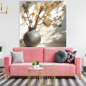 Japandi Zen Floral Fusion Keramik Vase Leinwanddruck (Insitu (Wohnzimmer))