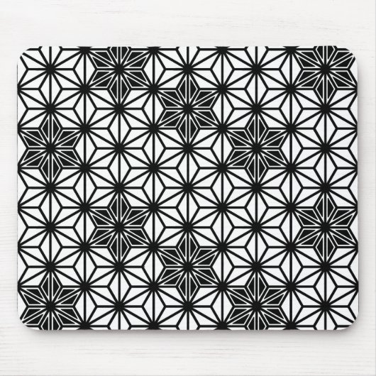 Japaner Asanoha Muster - Weiß und Schwarzes Mousepad (Vorne)