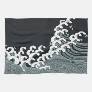 Japaner bewegt in Schwarzes und in Grau Küchentuch