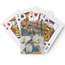 Japaner-Druck mit Orchideen-Spielkarten