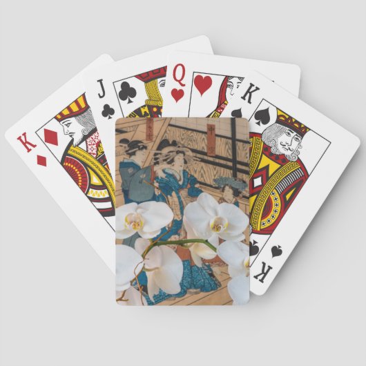 Japaner-Druck mit Orchideen-Spielkarten Spielkarten (Rückseite)