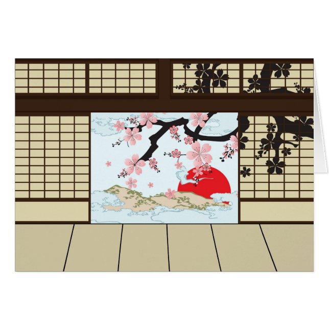 Japaner-Entwurf - Shoji-Ansicht-Karte (Vorderseite (Horizontal))