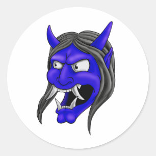 Japaner Hannya Maske Runder Aufkleber