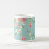 Japaner, Kirschblüte, aquamarin, weiß, rosa, mit Kaffeetasse (Mittel)