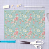 Japaner, Kirschblüte, aquamarin, weiß, rosa, mit Seidenpapier (Handwerk)