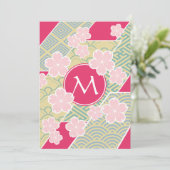 Japaner-Kirschblüte-Kirschblüten-geometrische Einladung (Stehend Vorderseite)