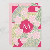 Japaner-Kirschblüte-Kirschblüten-geometrische Einladung (Vorne/Hinten)