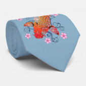Japaner Koi auf blauem Hintergrund Krawatte (Gerollt)