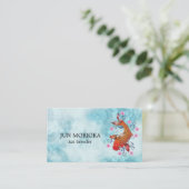 Japaner Koi auf blauem Hintergrund Visitenkarte (Stehend Vorderseite)